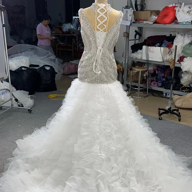 RSM67295D Wedding Dresses Mermaid Bridal Dress With Beading Sleeveless Shiny Plus Size Wedding Dresses свадебные платья 2021 год