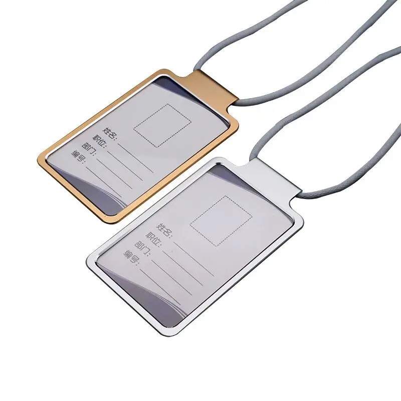 Aluminum ID Badge Card Holder With Detachable Neck Lanyard/Strap ID Card, Working Card, Name Tag