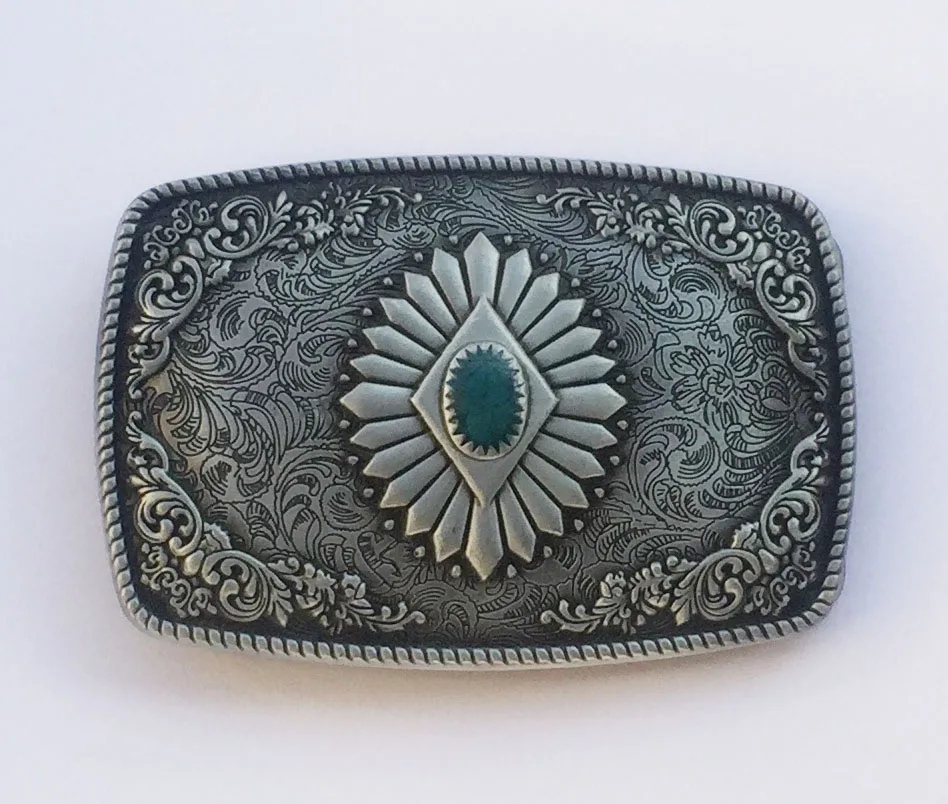 Mens Womens Western Style Turquoise Stone Belt Buckle Cowboy Cowgirl Belt Buckle