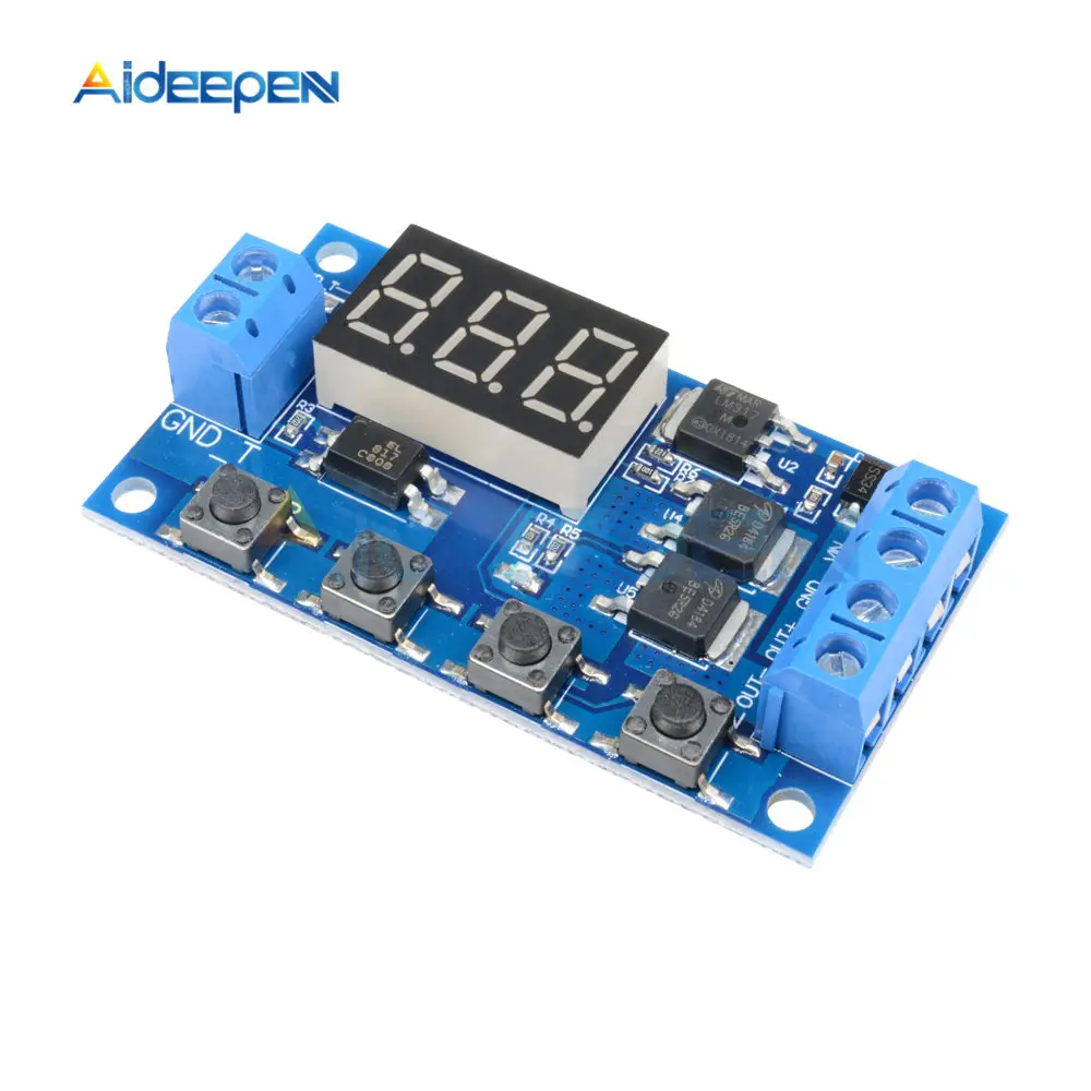 DC 5V-30V Dual MOS Time Delay Relay High Level Trigger LED Digital Display Cycle Time Timer Delay Switch Circuit 12V 24V 0-999