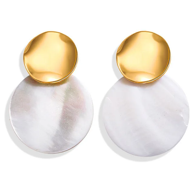Women's Gold Plated Geometric Big Round Clip Earrings
