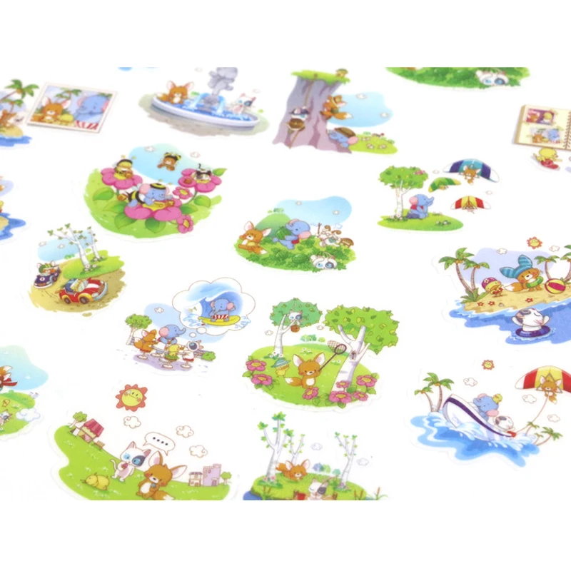 6 Pak/partij Groen Aquarel Hand Account Sticker Decoratieve Zelfklevende Label Stickers