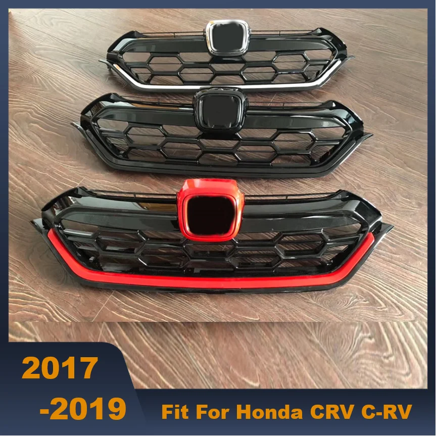 Car Front Grille Bumper Hood Upper Lower Mesh Chrome Automobile Grill Covers For Honda CRV C-RV 2017-2019