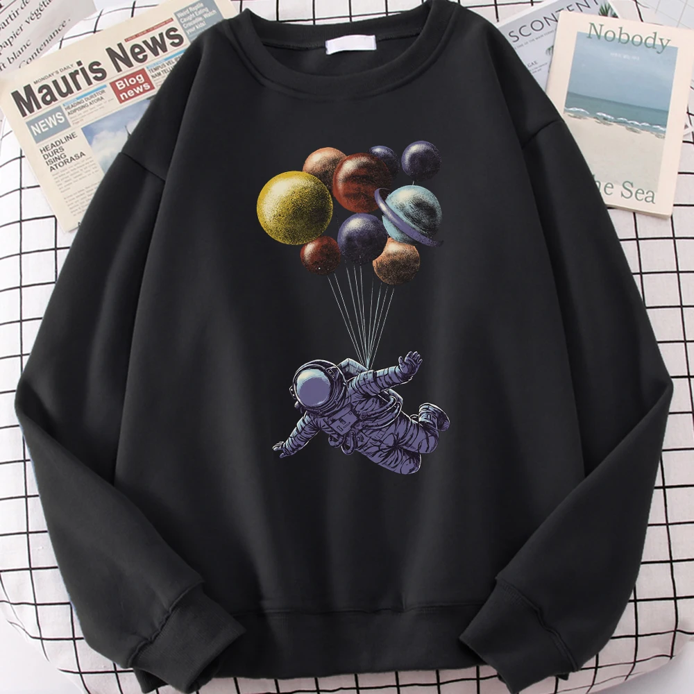 Astronaut Balloon Print Sweatshirts Hoodie Plante Galaxy Men Streetwear Autumn Warm Clothes Bodywarmer Casual Fashion Tracksuit