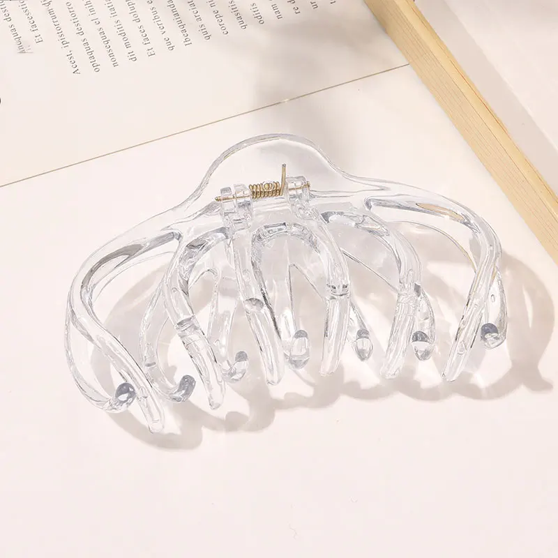 Transparent Hollow Hair Clips Crab Women Girls Hair Accessories Solid Color Big Size Plastic Hair Claws Korean Acrylic Barrette