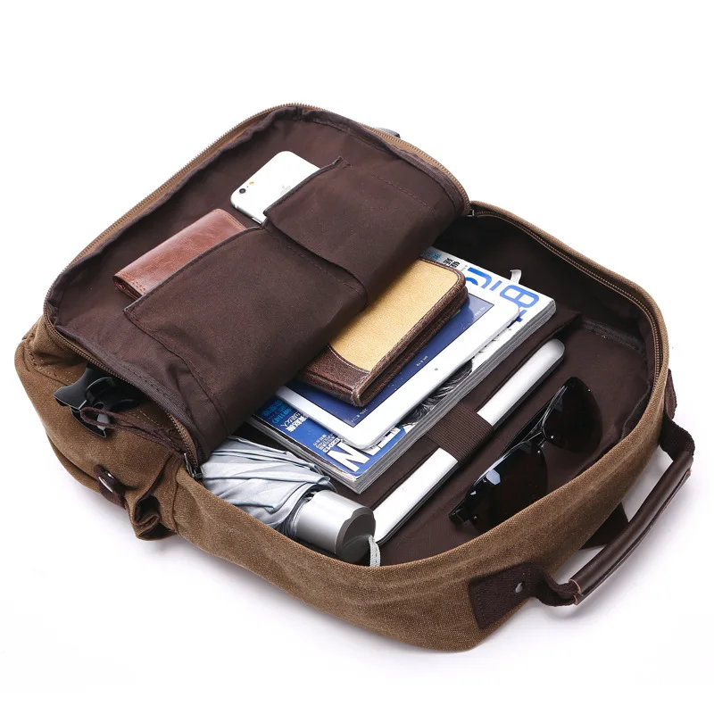 High Grade Canvas Backpack Men Solid Color Laptop Bags 2023 Superior Vintage Outdoor Design Durable New Trend Classic