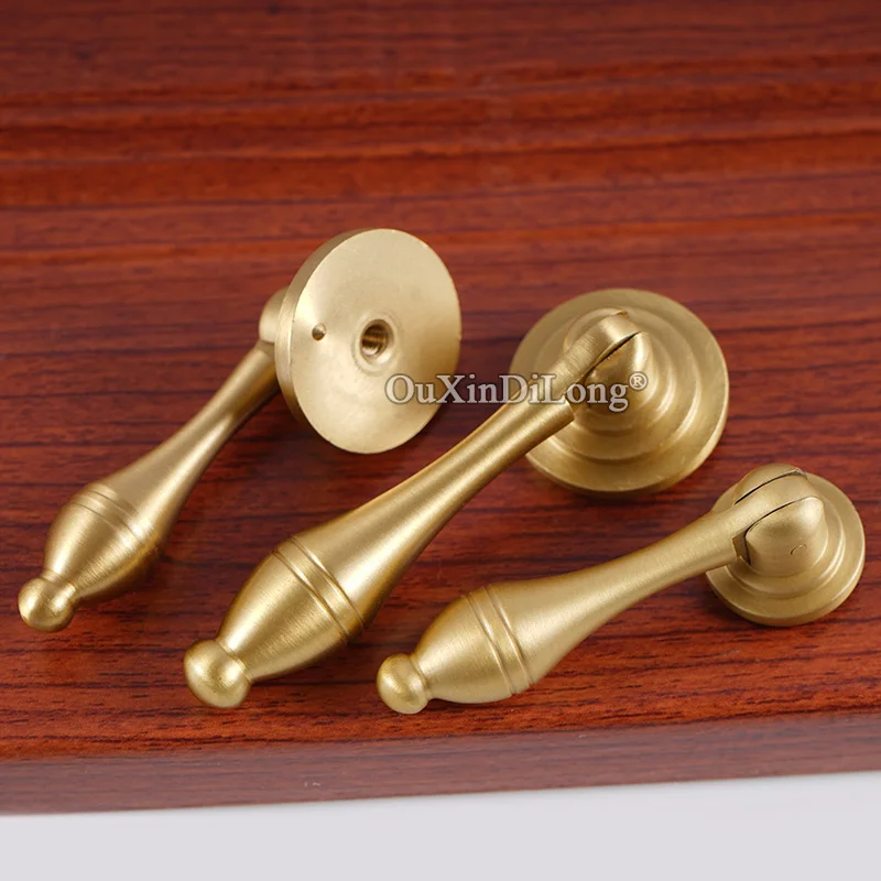 1PCS New Chinese Furniture Pure Copper Pendant Handles Door Drawer Wardrobe Brass Golden Knobs Drop Shaped Handles GF491