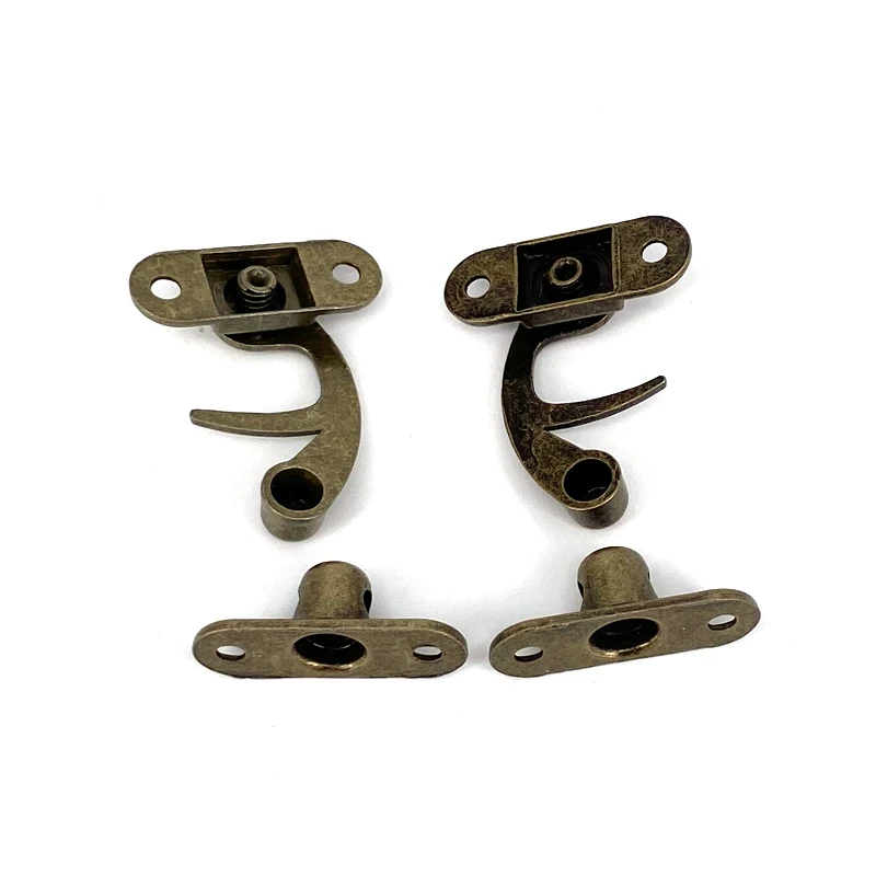 1set Antique Bronze Latch Hook Hasp Wood Jewelry Box Latch Hook Clasp Cases Chests Latch Lock with Screws
