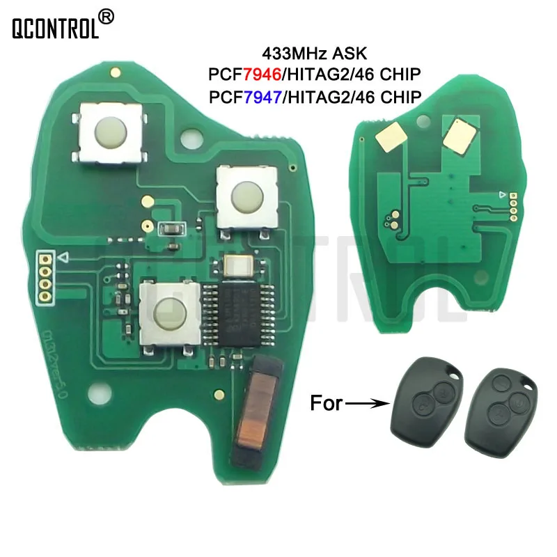 QCONTROL Car Remote Key Electronic Circuit Board for Renault Wind Clio Modus Kangoo Master Twingo 2004 - 2016 ID46 PCF7946/7947