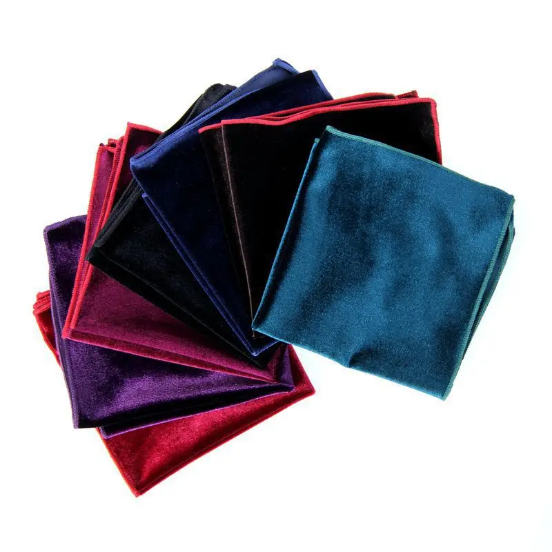 

Elegant Men Wedding Business Party Handkerchief 23cm*23cm Small Chest Towel Hanky Women Gold Velvet Gift Pocket Square Accessory