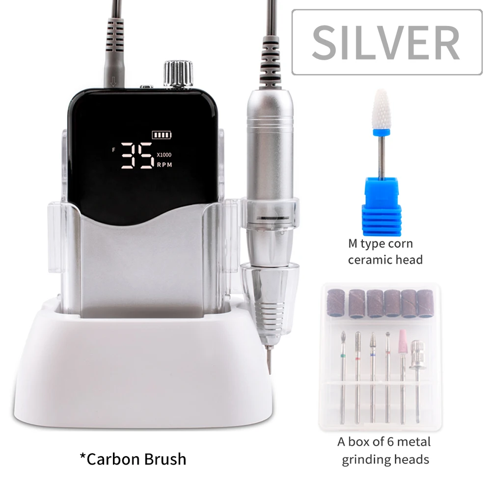 SIMINAIL Wave nagelboor Oplaadbare desktopbasis 35000 RPM manicure elektrische machine nagelvijl pedicure draadloos boren