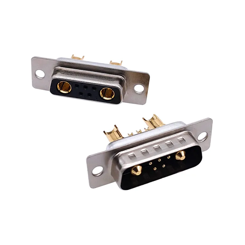 1PCS 7W2 Gold plated high current Connector D-SUB adapter 5+2 plug jack Machined Pin Full Gold Flash Wire 20A 30A 40A