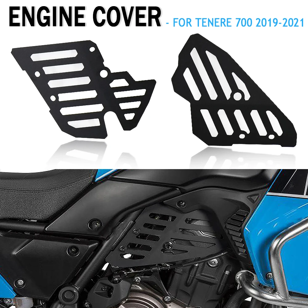 

Новинка, аксессуары для мотоциклов Yamaha Tenere 700 Tenere700 2019 2020 2021, защитная крышка двигателя, протектор, набор черных мусорных клапанов