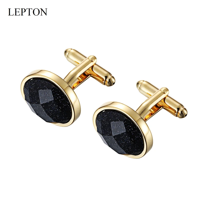 Low-Key Luxury Star Stone Cufflinks Lepton Tangent Plane Blue Sandstone Cufflink For Mens Gifts Wedding Groom Business Gemelos