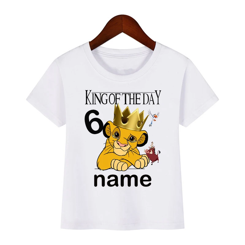 2021Number 1-10 Lion King Birthday Boys Shirts Boy\'s Simba Shirt Baby Girls Clothes Short Sleeve Tee Tops for 2-9 Years Olome99