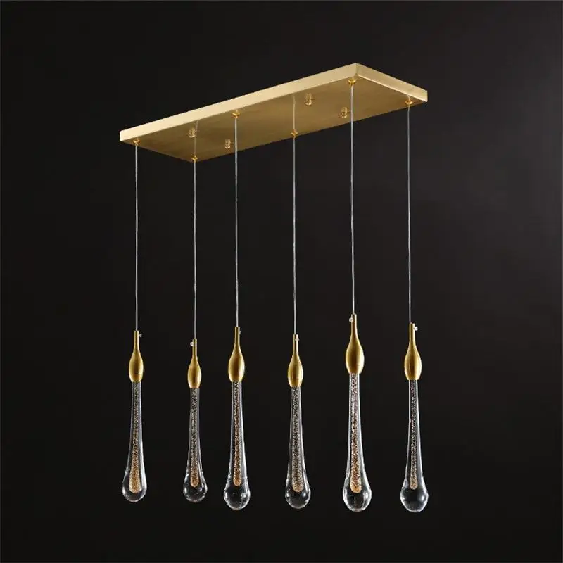 Customizable Water Drop Crystal LED Pendant Light Kitchen Fixture Light Villa Staircase Bar Restaurant Dining Table Hanging Lamp