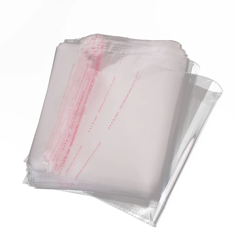 200/100 Pcs OPP Self Adhesive Seal Plastic Bags Transparent Clear Resealable Cellophane Poly Storage Packaging Dustproof