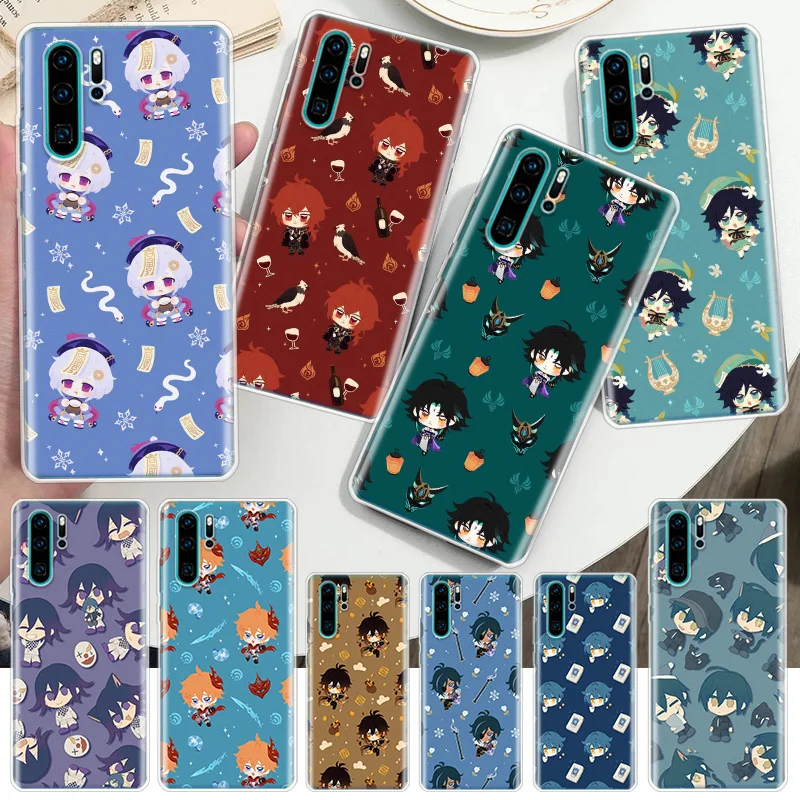 Cartoon Genshin Impact Soft Soft Phone Case For Huawei Honor 10 Lite 9 20 8S 8X 9X Y5 Y6 Y7 Y9S P Smart Z 2019 7A 7X 8A Pro Capa