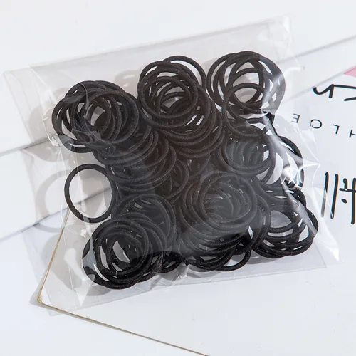 Coletero pequeño de nailon para niña, bandas de goma para el pelo, cintas elásticas para el pelo, color negro