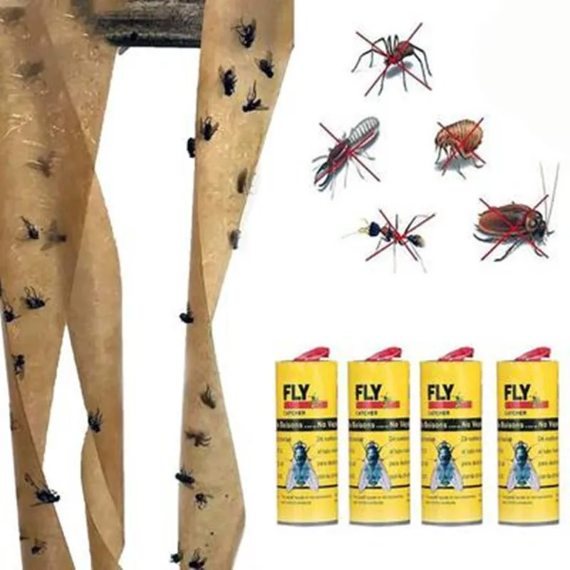 Fly Sticky Paper Strip, cola forte, moscas dupla face, Flying Insect Bug, Mosquitos Catcher Roll Tape, FU, 4 pcs, 8 pcs, 12 pcs, 16pcs