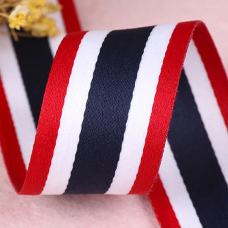 2M 30mm Red White Black Bottom Stripe Printed Grosgrain Ribbon Decoration Belt DIY Bow Clothing Sewing Accessories Material Band