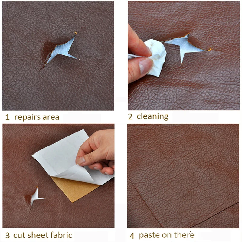 Big Size PU Leather Litchi Pattern Self-adhesive Stick Sofa Repair Simulation Back Skin The Sticky Rubber Patch Sofa Fabrics