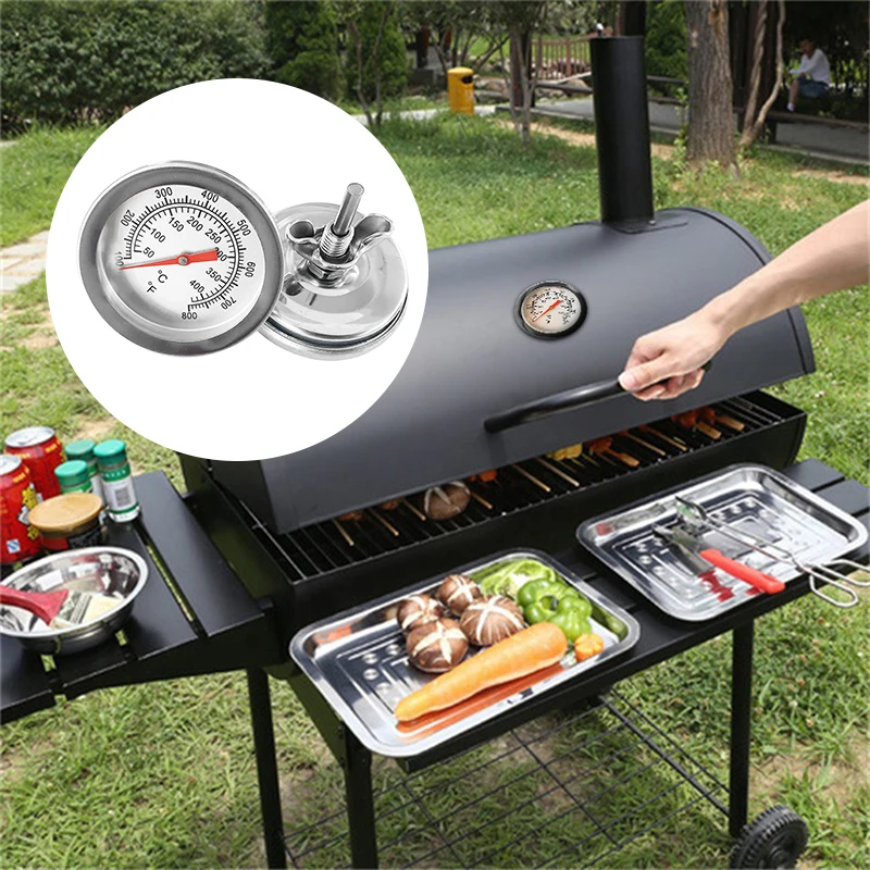 Stainless Steel Barbecue Thermometer Pit Wood Smoker Thermometer Temperature Gauge Celsius Grill Pit Thermometer For Kitchen