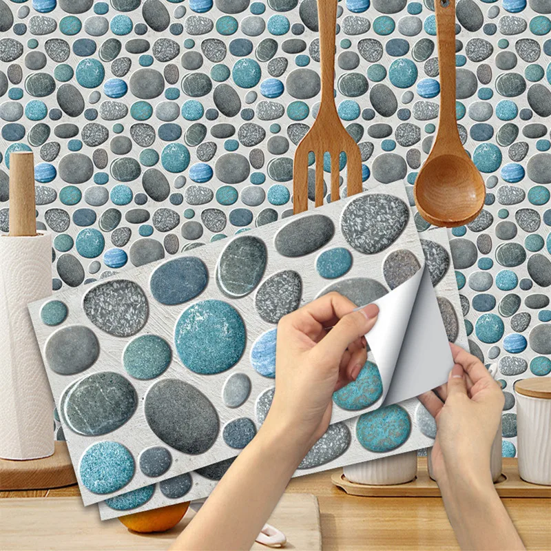 Vintage Color Pebbles Tile Self-adhesive PVC Wall Sticker Kitchen Bathroom Floor Stair Waterproof Home Decor Art Mural Wallpaper