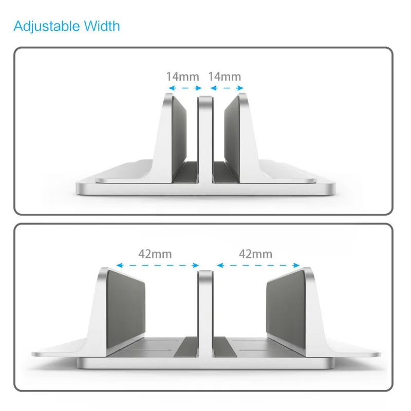 Imagem -03 - Liga de Alumínio Vertical Laptop Stand pc Stand Detém Dispositivos Largura do Suporte Ajustável Anti-derrapante e Estável