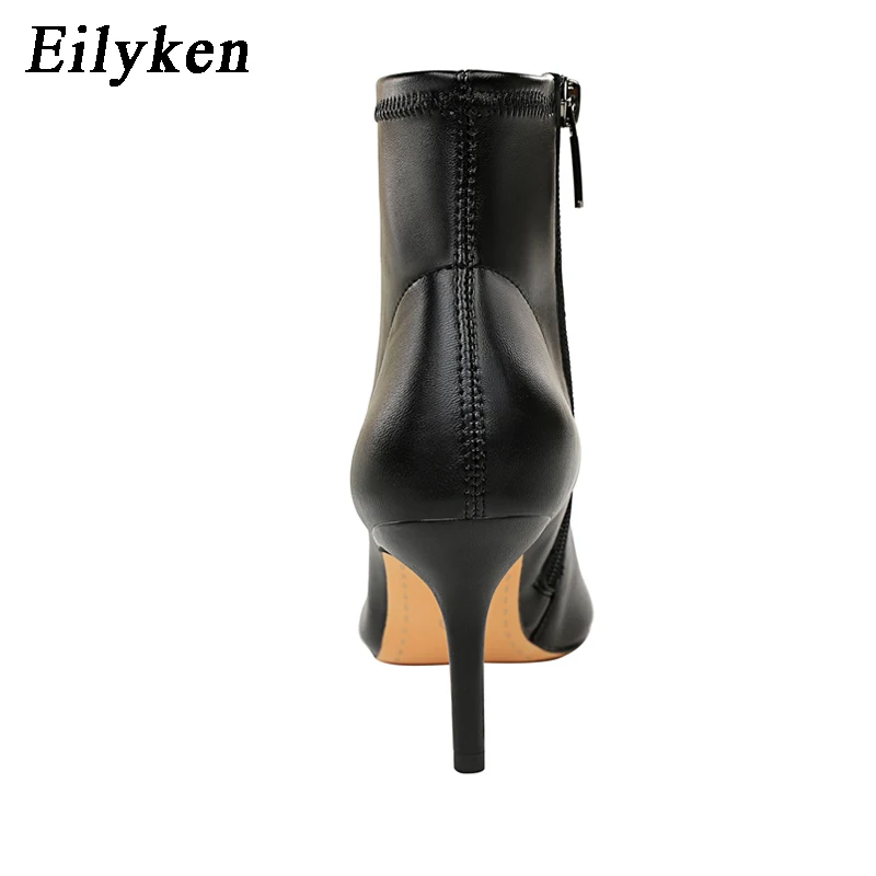 Eilyken 2024 New Women Winter Zipper Ankle Boots Sexy Stiletto High Heels Shoes Fashion Pointed Toe Party Ladies Pumps