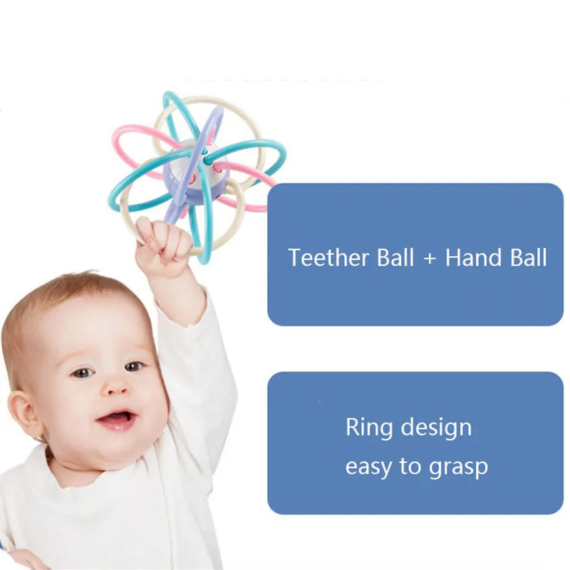 1Pc 15CM Newborn Baby Silicone Development Ball Safe Soft Teething Toy Hand Bell Educational Rattle Musical Teether Toddler Toy