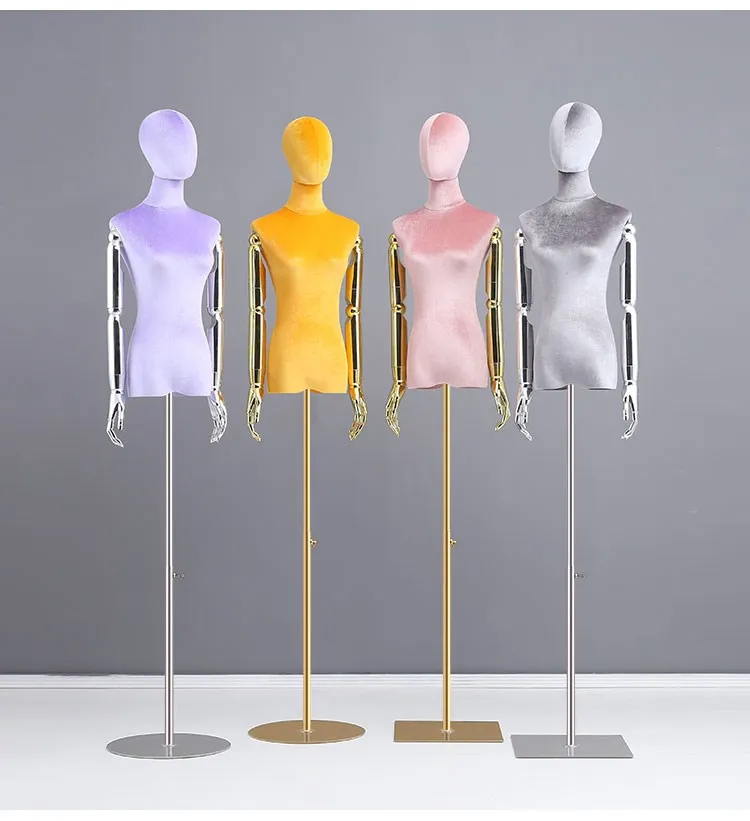 

New Style Full Body Mannequin Golden Hand Color Velvet Model Customized