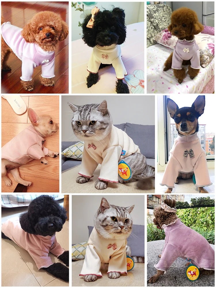 Flannel In Door Dog Pajamas Pet Clothes For Small Puppy Comfort Soft Cute Girl Female Cat XS XL Chihuahua Yorkshire Shirts Goods