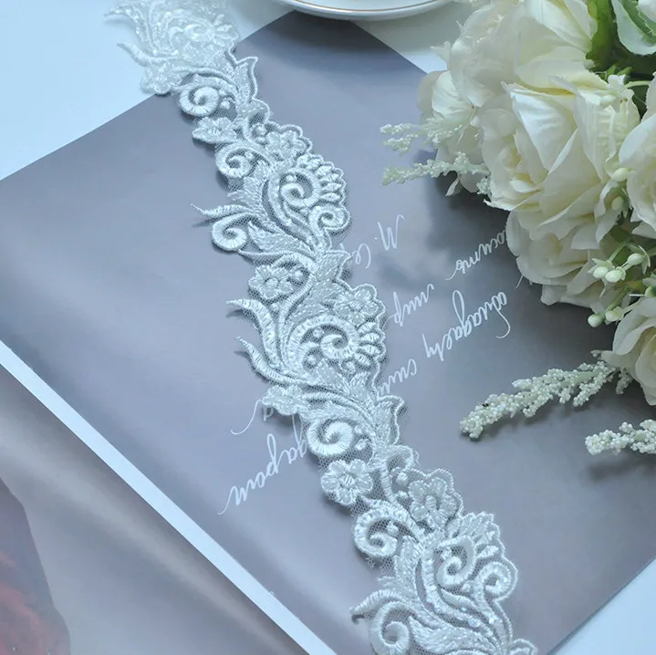 Bridal Beaded Lace Veil Headband Doll Clothes Accessories Lace (2Yard/10yards)pack