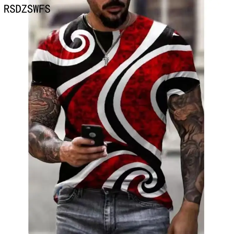 Fashion T Short Men Streetwear O-Neck Short Sleeve Tees Colorful Geometry Male Clothes Casual Oversized Man T-Shirt Summer News