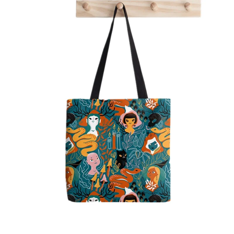 2021 Shopper Big Blue Retro bandana Print Tote Bag women Harajuku shopper handbag girl Shoulder shopping bag Lady Canvas Bag