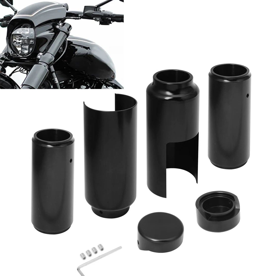 Motorcycle Aluminum Black Front Fork Cover Set Tube Cap Kit For Harley Softail Breakout FXBR FXBRS 2018-2022 2020 2019