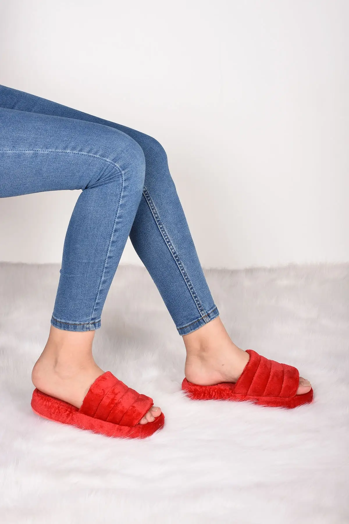 Cotton Front Open Red Women Home Slipper Polyurethane Outsole Soft Texture Quality Product Home Use Suitable 2021 Trend Fashion Style