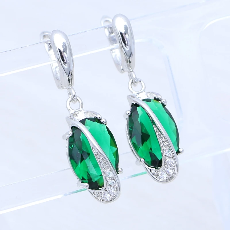 Emerald Earrings Classic 925 Silver Earrings 12 Color Options for Women's Birthday Gifts