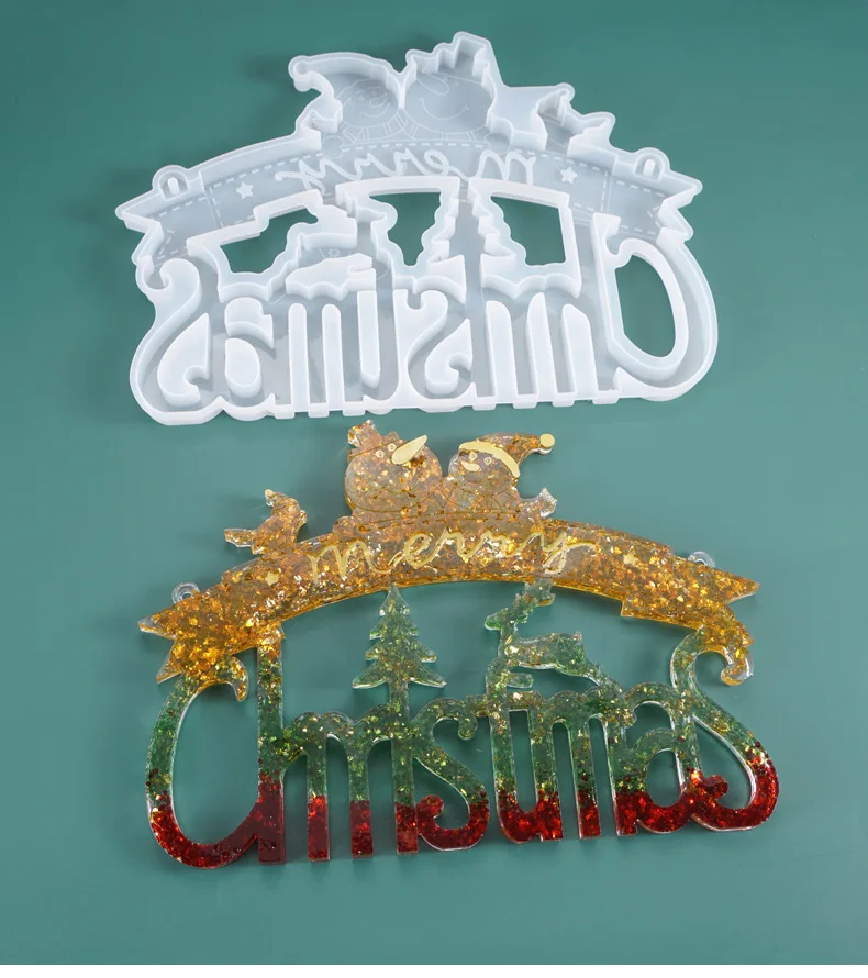 

DIY Crystal Epoxy Resin Silicone Mold Christmas Series Santa Theme Listing Silicone Mirror Mold Jewelry Making Mould