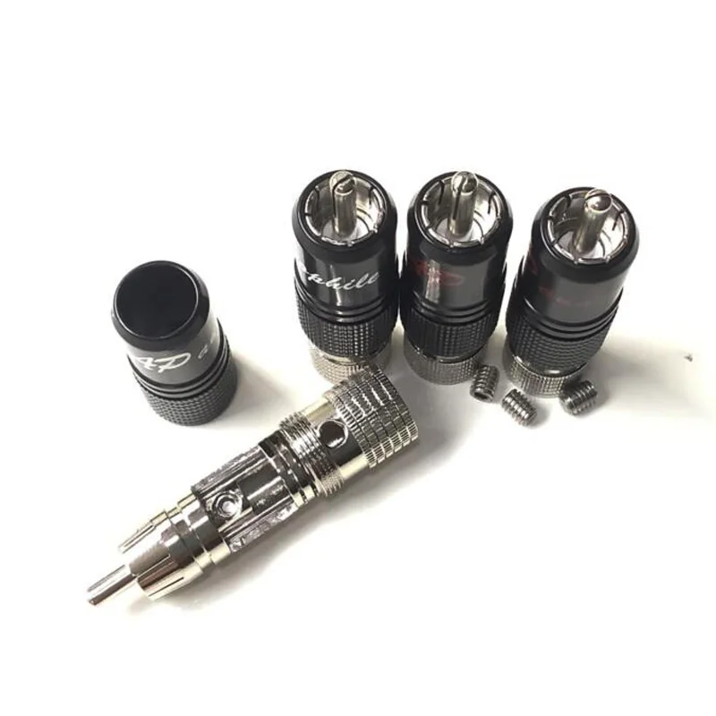 4Pcs Hi-EndโรเดียมชุบRCA Terminal Audiophile RCA Connector No SolderสำหรับสายเคเบิลRCA Interconnect