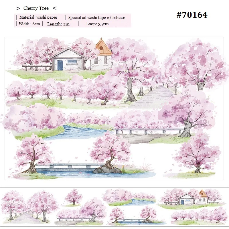 Landscaping washi tape cherry tree/ pastures in winter/ butterfly/ morning glory/ Yokohama street view washi tape