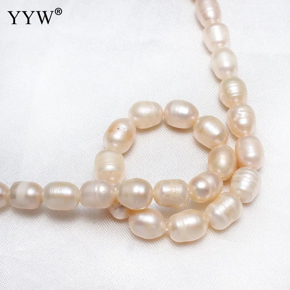 Cultured Freshwater Pearls Beads Rice Shape Natural Pearls For Jewelry Making DIY Strand 14.5 Inches 8-9mm Loose Beads Necklace