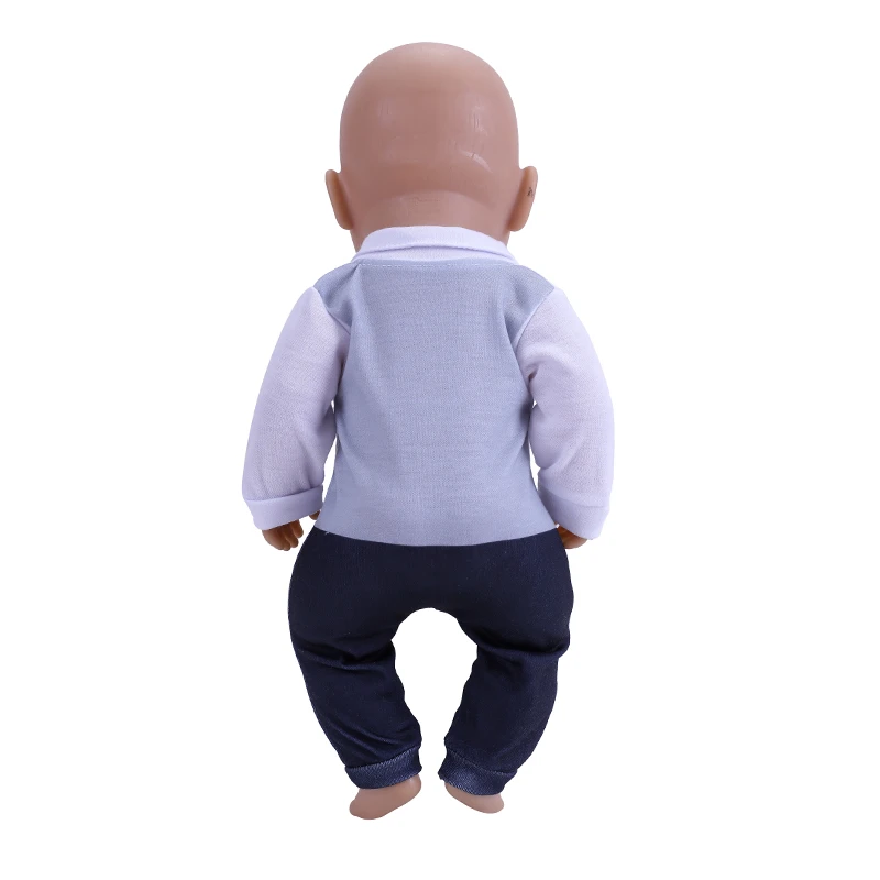 18 Inch Doll Clothes Fashion Reborn Dolls Gentleman Suit T-shirt + Pants for Baby Girl Birthday Gift Doll Customizing Supplies