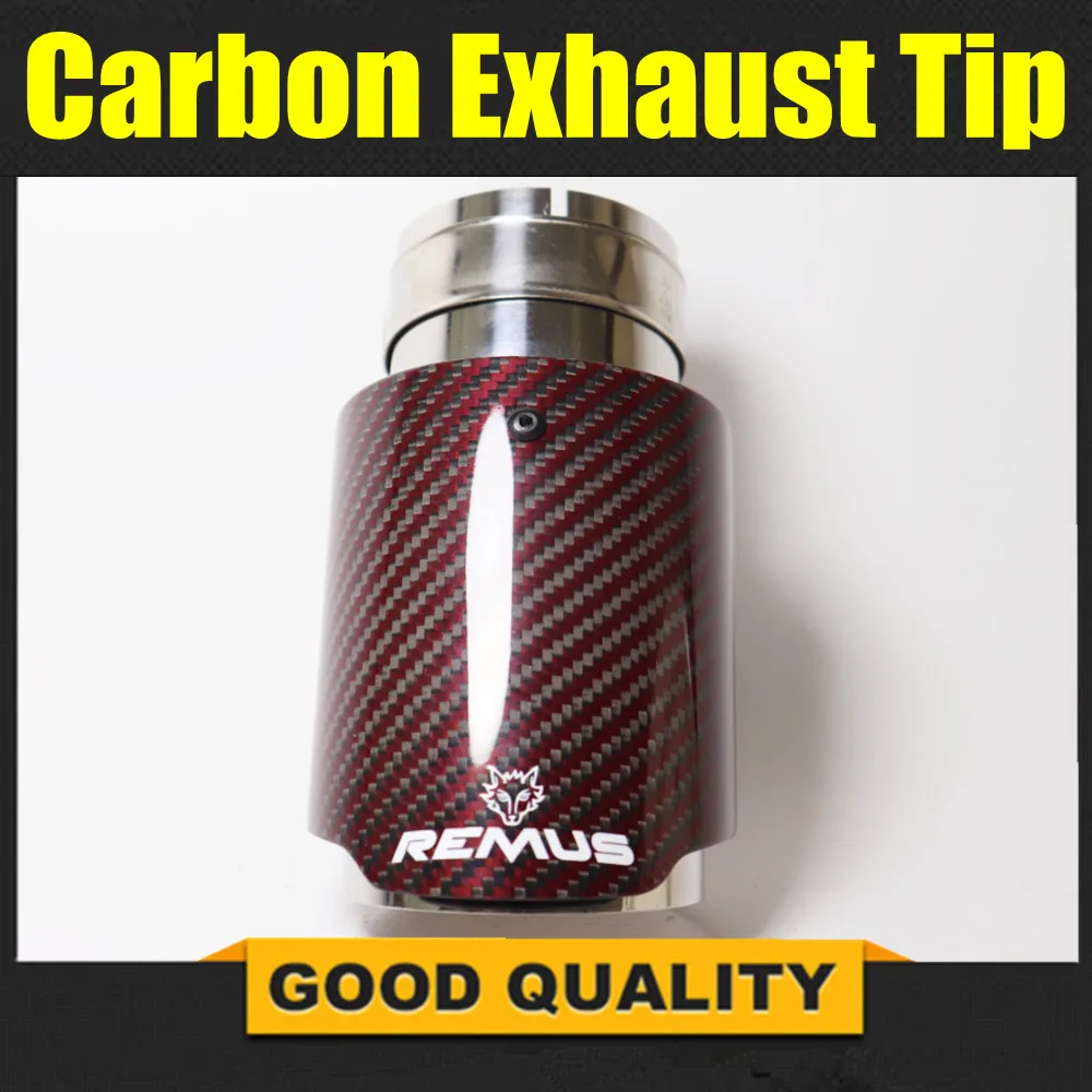 Car Modification REMUS Universal Sandy Automobile exhaust pipe Muffler tip red carbon fiber Series car exhaust tip muffler