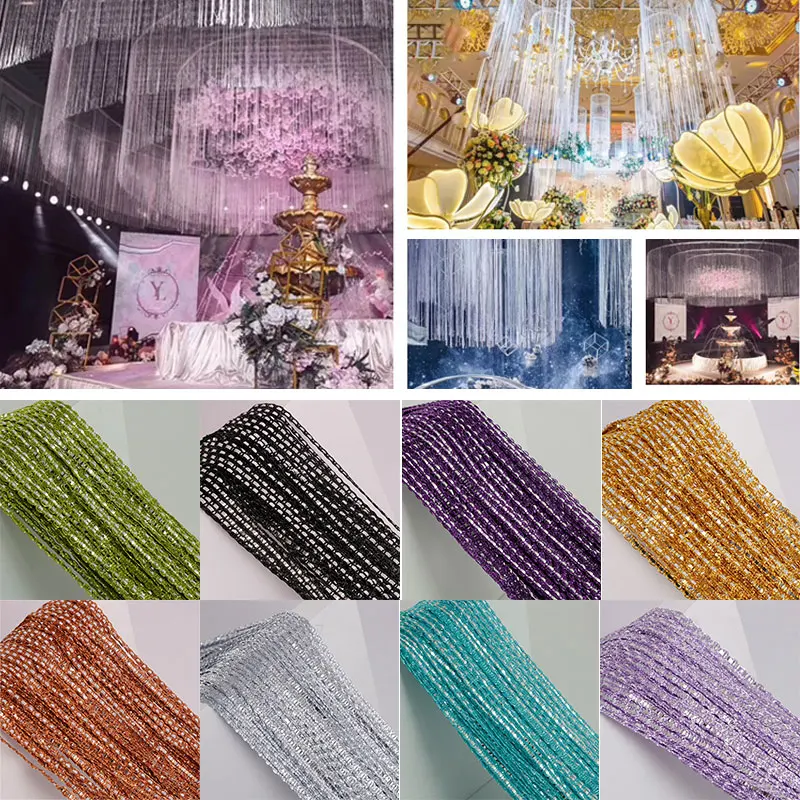 100x200cm Crystal Curtain Valance Shiny Tassel Line Curtains Window Door Divider Drape Living Room Bedroom Home Decor