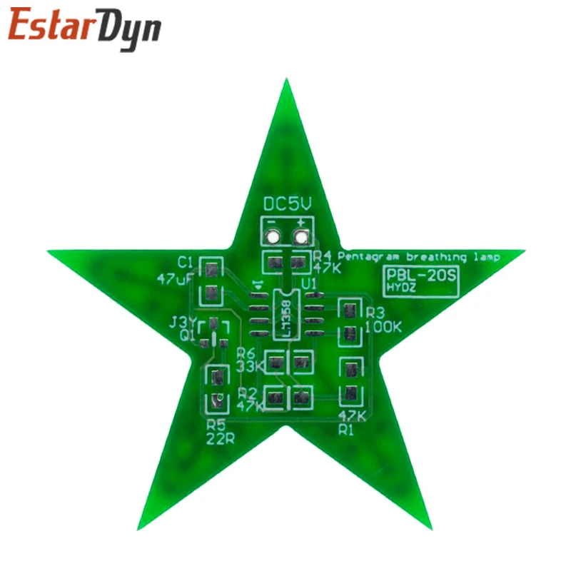 Students Training DIY Kit Five-Pointed Star Breathing Light Gradient LED Light for Christmas Soldering Training Red Green Blue