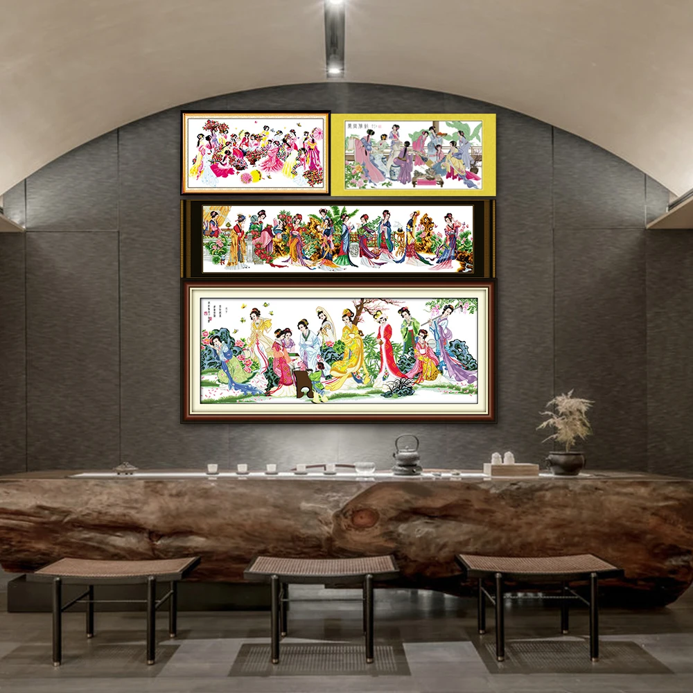 Joy Sunday-Ancient Chinese Beauties Home Decor, Twelve Jinling Ladies Dream of Red Mansions Cross Stitch Kits, R071R072R157R180