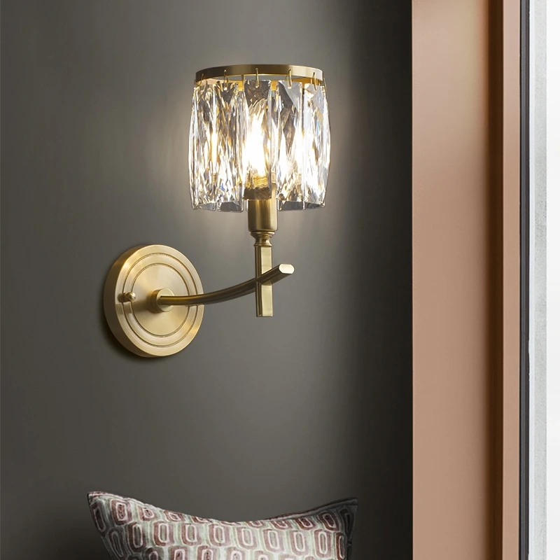 

Nordic personality wall lamp living room crystal copper wall lamp golden fashion modern minimalist bedside bedroom