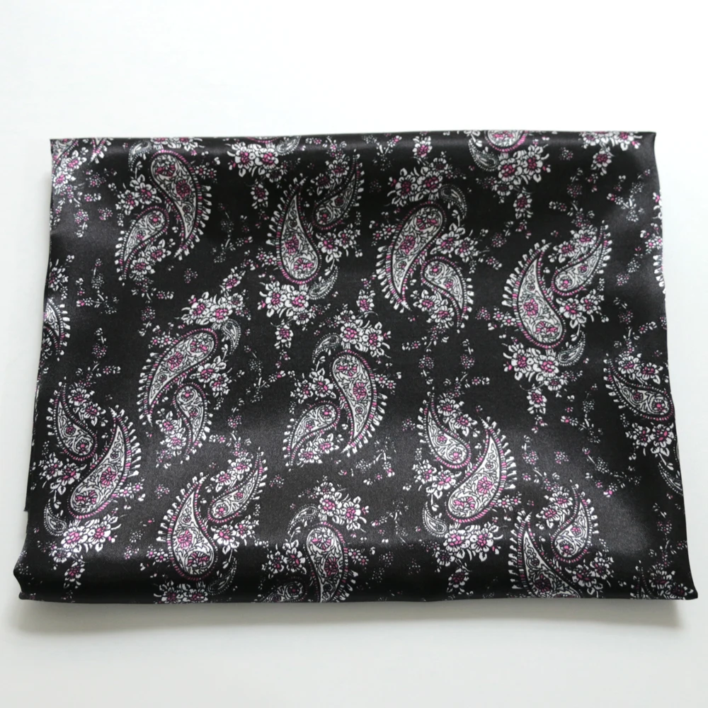1 Meter x 1,48 Meter Retro-Paisley-Muster, weicher, seidiger Satinstoff, bedrucktes Charmeuse-Material für Futterschal – Detail 13